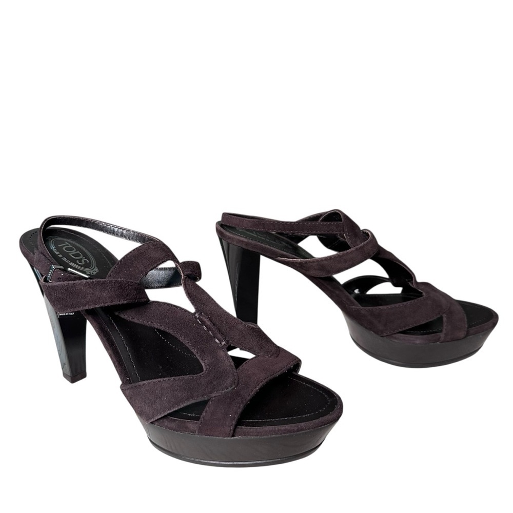 Tod’s Brown Suede Cut Out Platform Heels Size EU 8.5 US 9.5